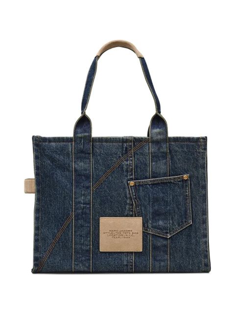 Marc Jacobs large The Denim suede-pocket tote bag - Blue