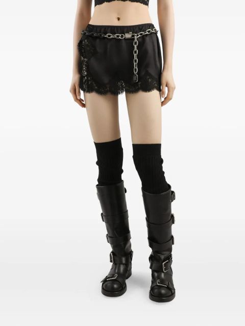 Dolce & Gabbana lace-trimmed satin skirt - Brown