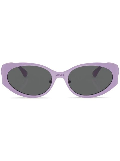 Versace Eyewear logo-plaque oval-frame sunglasses - Purple - zdjęcie produktu nr 1