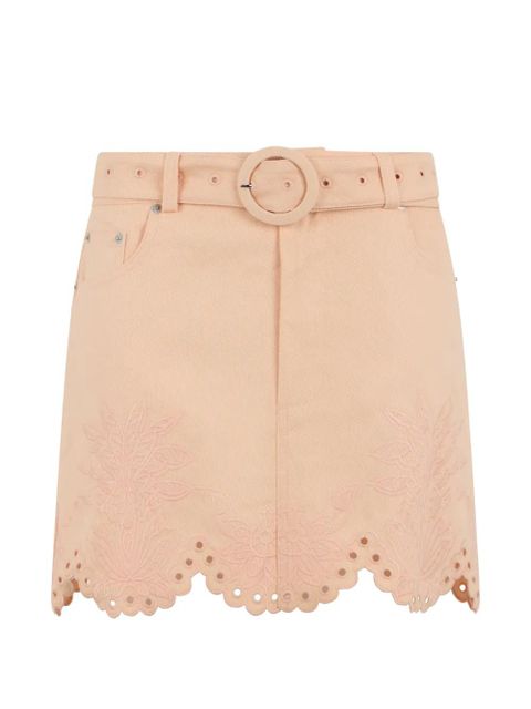 FARM Rio floral-embellished belted mini skirt - Pink - zdjęcie produktu nr 1