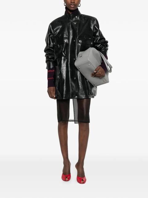 Prada zip-up leather coat - Black - zdjęcie produktu nr 2