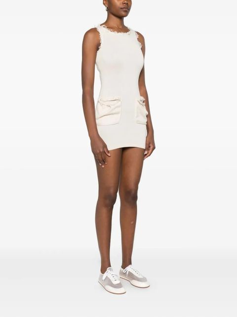 Aya Muse Fleur frayed-detail mini dress - Neutrals - zdjęcie produktu nr 2