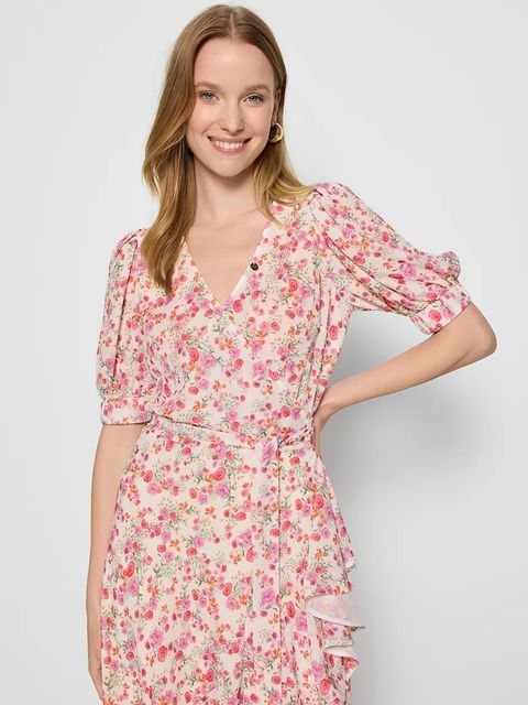 Bizuu sukienka ISLAY kolor różowy midi rozkloszowana ISLAY MULTIKOLOR - zdjęcie produktu nr 2