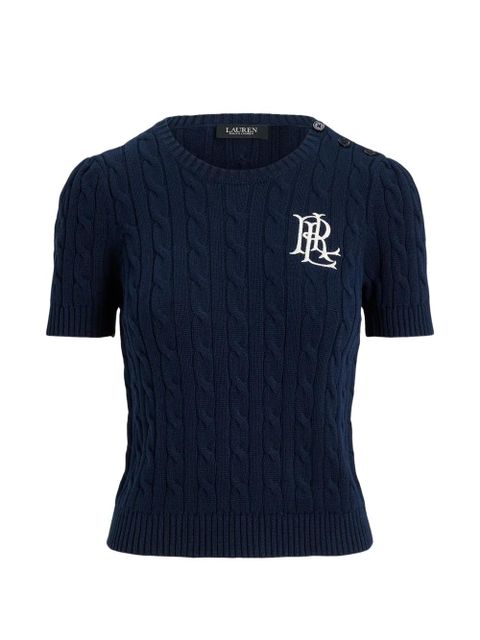 Lauren Ralph Lauren cable-knit logo-embroidered T-shirt - Blue - zdjęcie produktu nr 1