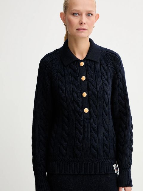 Bally sweter wełniany damski kolor granatowy ciepły WKN0BG