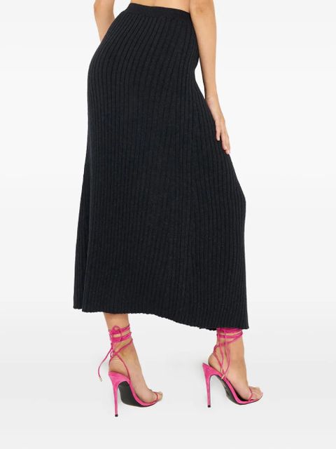 Free People ribbed slit midi skirt - Black