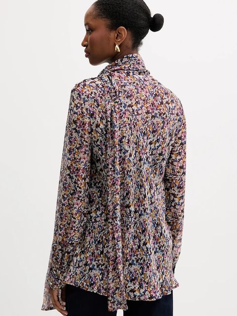 Liu Jo bluzka z jedwabiem kolor fioletowy wzorzysta MF5386 T2559