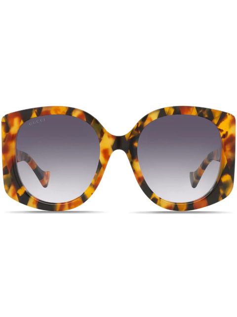 Gucci Eyewear tortoiseshell-effect oversized-frame sunglasses - Brown - zdjęcie produktu nr 1