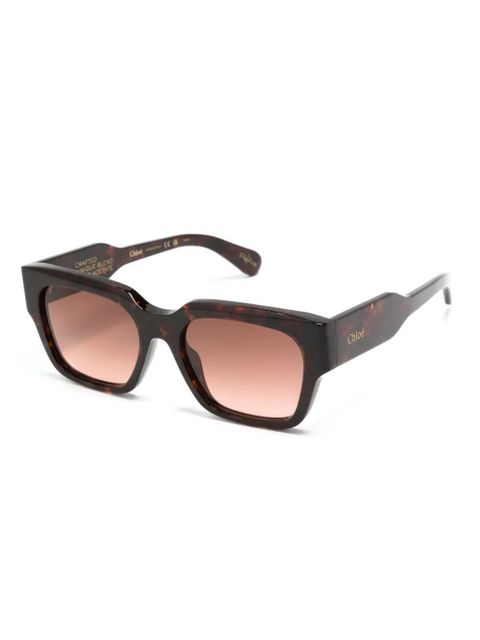 Chloé Eyewear logo-print square-frame sunglasses - Brown - zdjęcie produktu nr 2