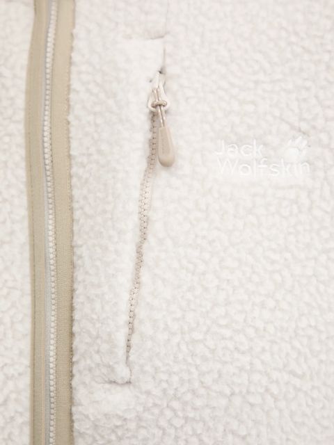 Jack Wolfskin bluza polarowa CRADLE MOUNTAIN PILE damska kolor beżowy z kapturem gładka A65442