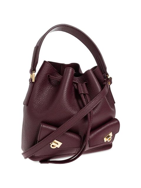Ferragamo drawstring leather bucket bag - Red
