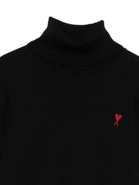 AMI Paris heart-embroidered turtleneck sweater - Black