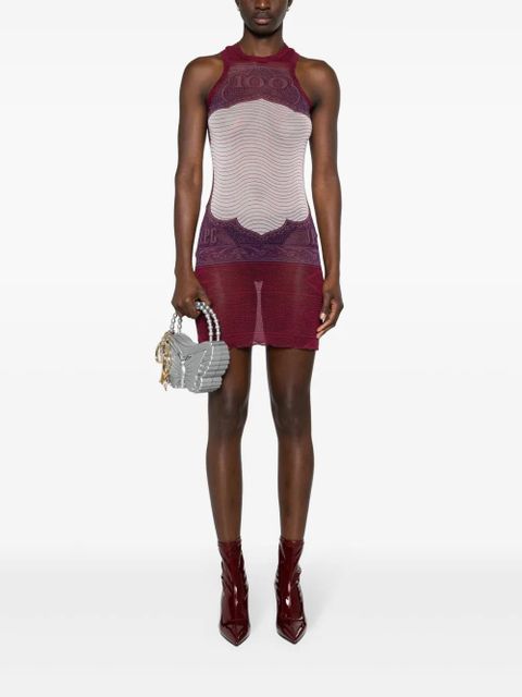 Jean Paul Gaultier Cartouche-print tulle mini dress - Red - zdjęcie produktu nr 2