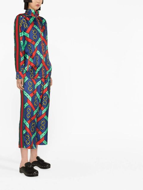 Gucci Horsebit strap-print silk jacket - Blue