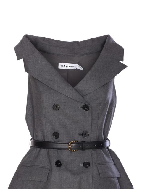 Self-Portrait double-breasted belted dress - Grey
