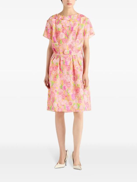 Prada floral-print belted mini dress - Pink