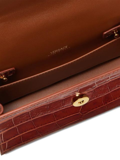Versace small croc-effect tote bag - Brown