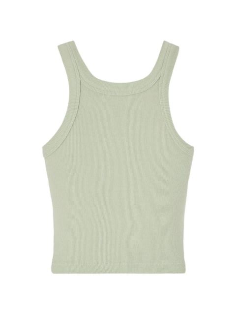 PINKO logo-detail ribbed cropped cotton tank top - Green - zdjęcie produktu nr 2