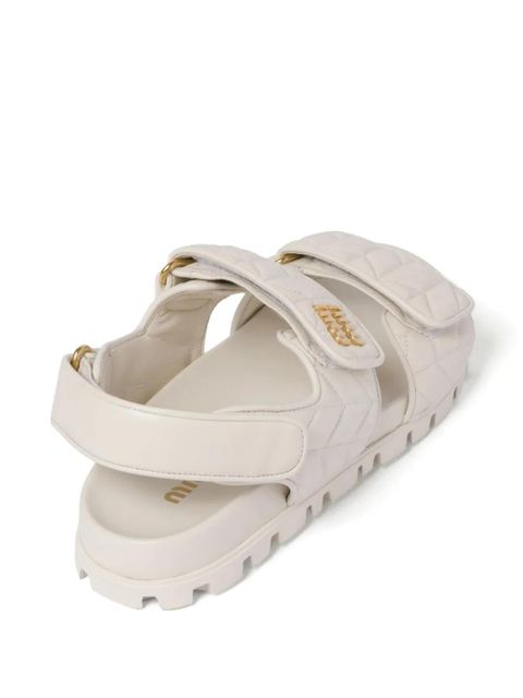 Miu Miu matelassé logo-plaque sandals - Neutrals - zdjęcie produktu nr 2