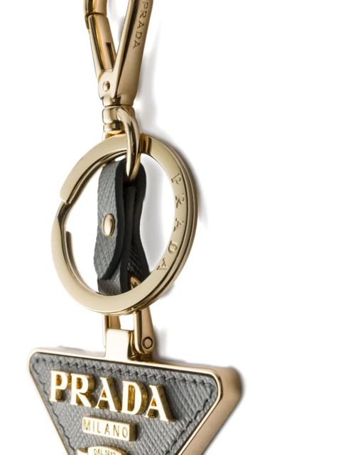Prada triangle-logo keychain - Gold