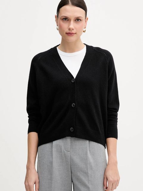 Sisley kardigan z dodatkiem wełny damski kolor czarny lekki 102HM602Q - zdjęcie produktu nr 1