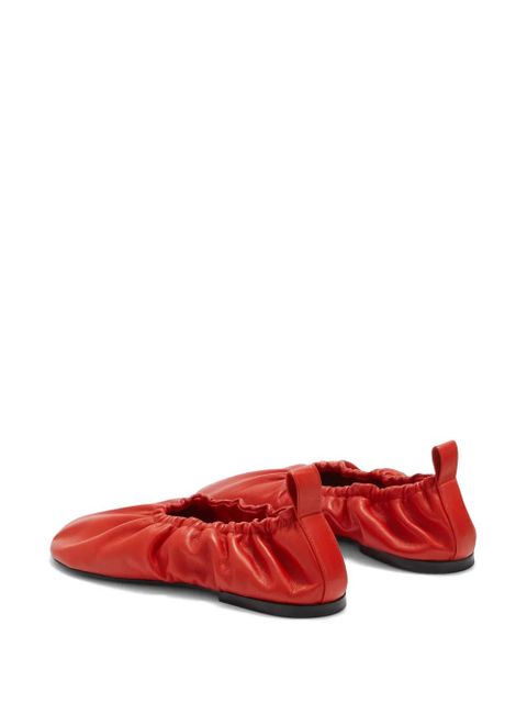 Jil Sander gathered-detail leather ballerina shoes