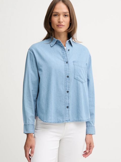 United Colors of Benetton koszula jeansowa damska kolor niebieski regular z kołnierzykiem klasycznym 5DHJDQ0CJ - zdjęcie produktu nr 1