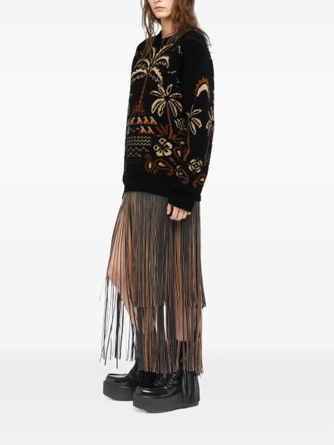 Alanui Glimpse of Eden palm-tree intarsia sweater - Black