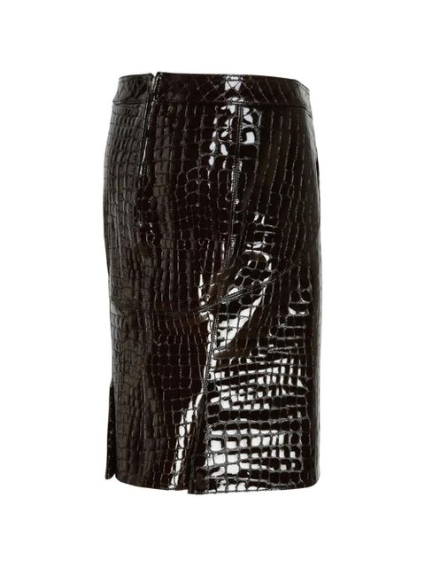 TOM FORD embossed leather skirt - Brown