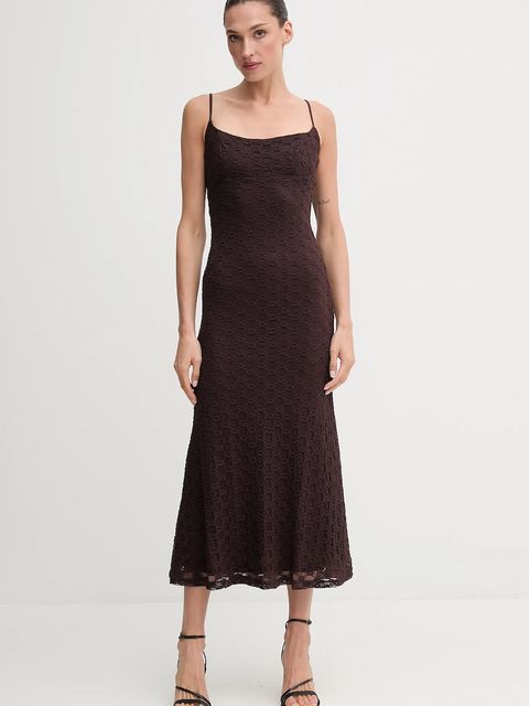 Bardot sukienka ADONI kolor brązowy maxi dopasowana 57998DB1 - zdjęcie produktu nr 1