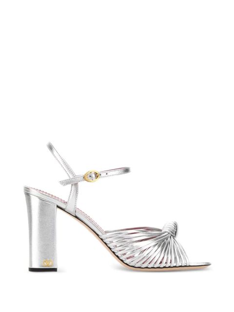 Valentino Garavani leather knotted heeled sandals - Silver - zdjęcie produktu nr 1