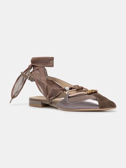 Pinko baleriny Gianira 30 kolor brązowy z odkrytą piętą SD0547P003M28 - zdjęcie produktu nr 1