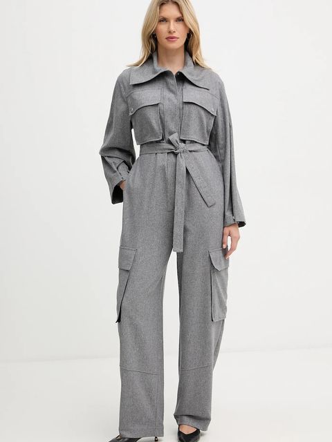 BOSS kombinezon z dodatkiem wełny kolor szary z kołnierzykiemm 50548121 - zdjęcie produktu nr 1