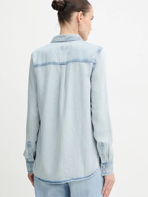 Guess koszula WESTERN damska kolor niebieski regular z kołnierzykiem klasycznym W5YH33 D4N61 - zdjęcie produktu nr 2