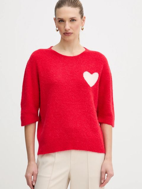 OUI sweter z dodatkiem alpaki damski kolor czerwony 95988 - zdjęcie produktu nr 1