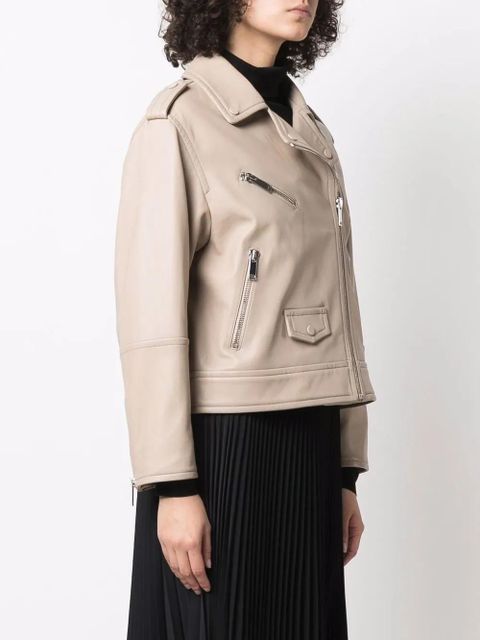 Yves Salomon zip-up leather biker jacket - Neutrals - zdjęcie produktu nr 2