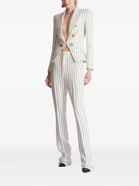 Balmain six-button pinstripe blazer - White