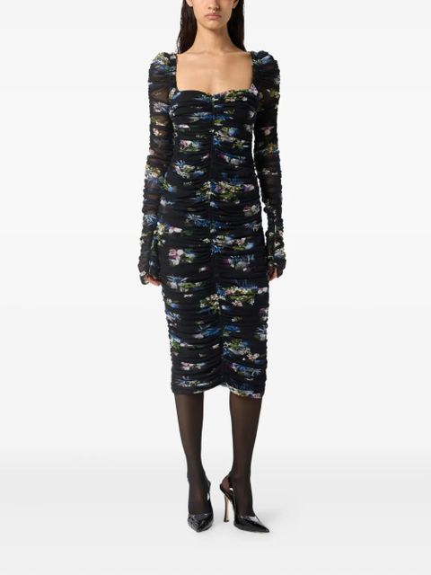 Blumarine floral-print midi dress - Black - zdjęcie produktu nr 2