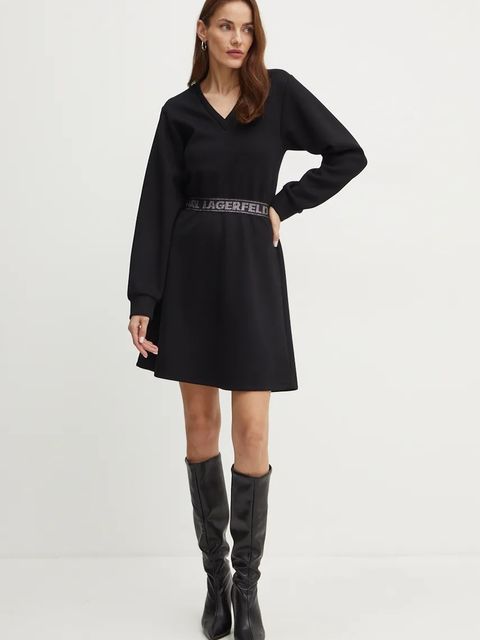 Karl Lagerfeld sukienka kolor czarny mini rozkloszowana 246W1312 - zdjęcie produktu nr 2