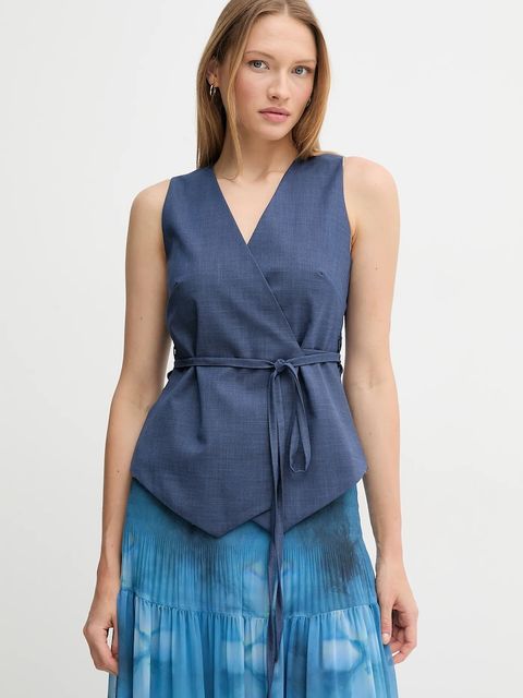 Sandro Ferrone kamizelka kolor granatowy niezapinana S23XBEBAFATA - zdjęcie produktu nr 1