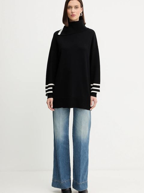 Liu Jo sweter damski kolor czarny z półgolfem TF5218.MS63L