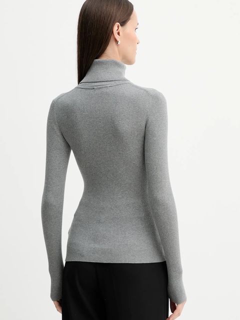 Calvin Klein Jeans sweter damski kolor szary lekki z golfem LV047D350G - zdjęcie produktu nr 2