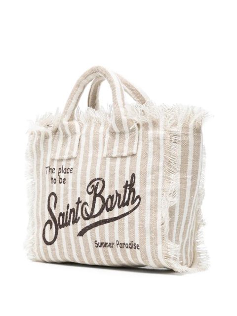MC2 Saint Barth Vanity striped fringed mini bag - White - zdjęcie produktu nr 2