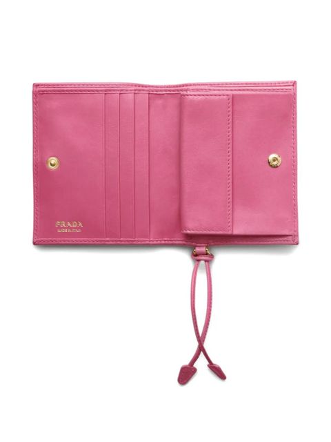 Prada logo-plaque leather wallet - Pink