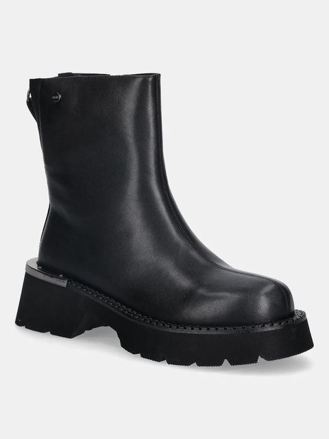 GOE botki skórzane damskie kolor czarny na platformie lekko ocieplone SS2N4143 BLACK - zdjęcie produktu nr 1