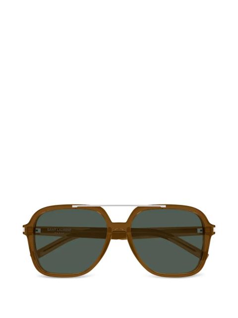 Saint Laurent Eyewear double-bridge pilot-frame sunglasses - Brown - zdjęcie produktu nr 1