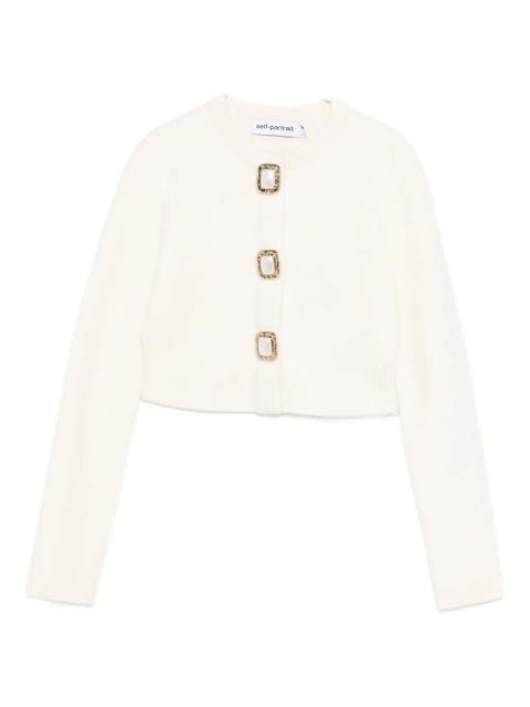 Self-Portrait button-embellished cardigan - Neutrals