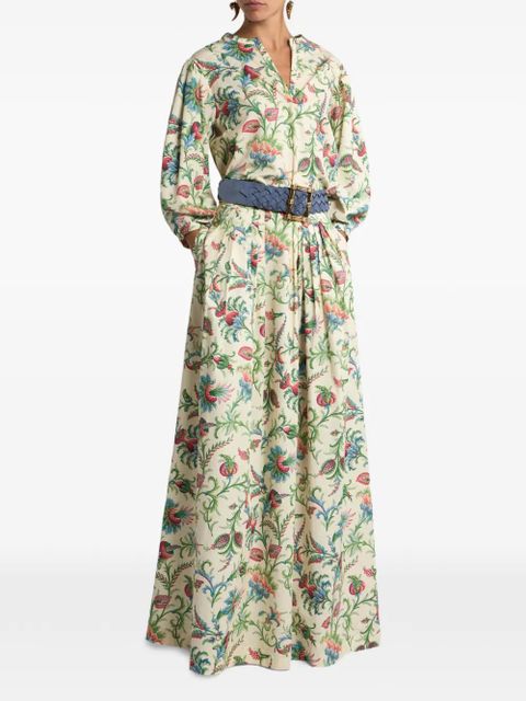 ETRO pleated floral-motif maxi skirt - Neutrals