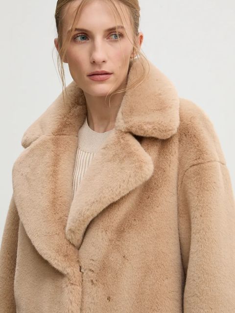 Stand Studio płaszcz Camille Cocoon Coat damski kolor beżowy przejściowy oversize 61137-9070