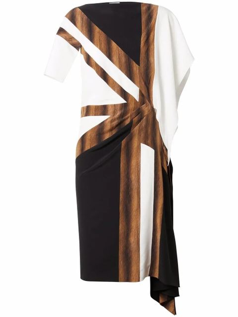 Burberry flag-print silk asymmetric dress - Black - zdjęcie produktu nr 1